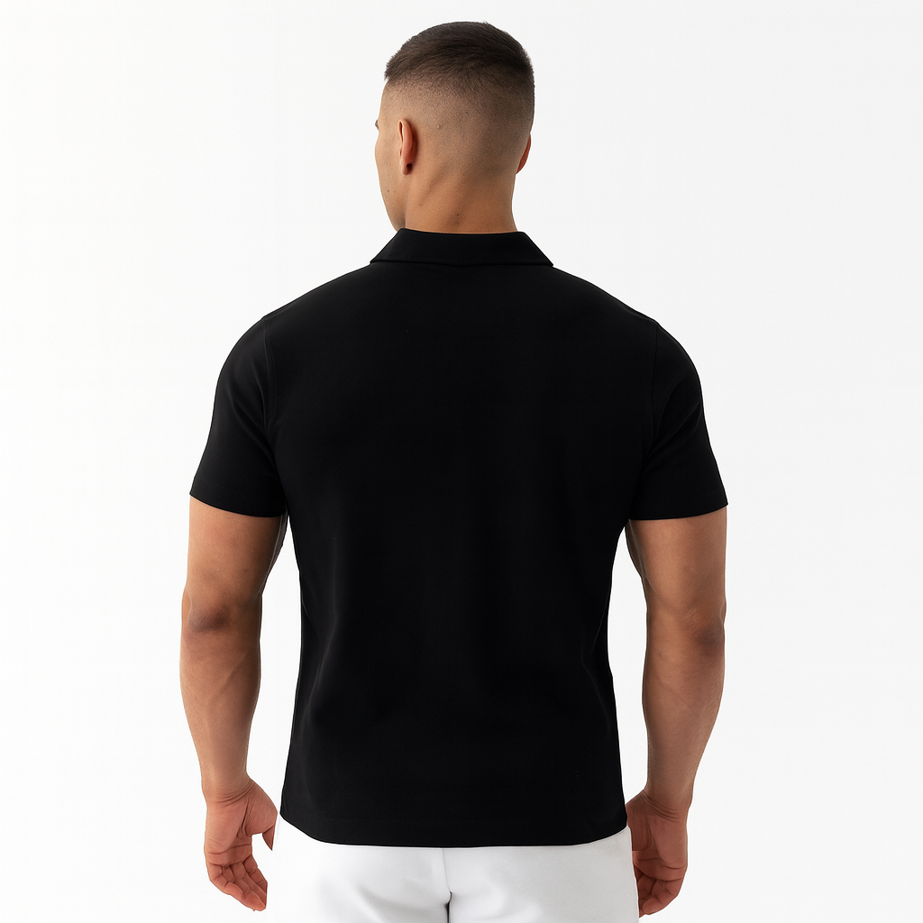 BDHQ: Polo Shirt (250GSM) – Half-Zip Collar, Loose Fit Cotton