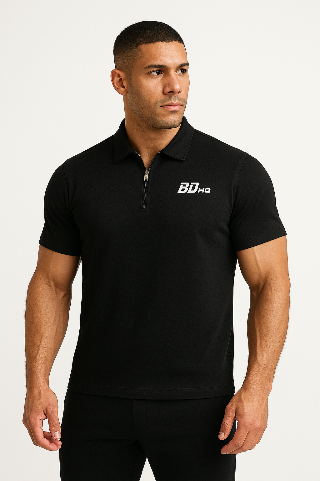 BDHQ: Polo Shirt (250GSM) – Half-Zip Collar, Loose Fit Cotton